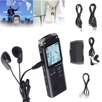 MINI DYKTAFON CYFROWY AUDIO ODTWARZACZ MP3 URZĄDZENIE 16GB
