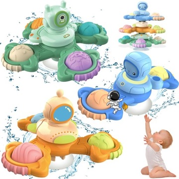 DZIECKO SPINNER FIDGET SPINER Z PRZYSSAWKĄ ZABAWKA WANNA SENSORYCZNA 3 SZT