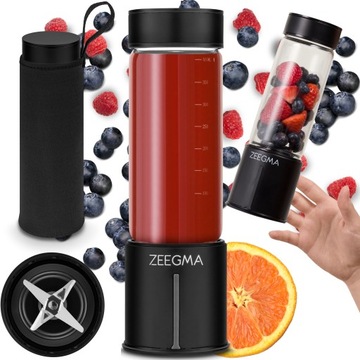 Blender Przenośny Bezprzewodowy DUŻY 465ml 300W SZKLANY KIELICH CZARNY