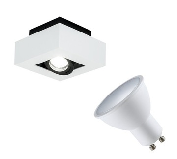 LAMPA SUFITOWA PLAFON NATYNKOWY BIAŁA EDO + ŻARÓWKA LED GU10