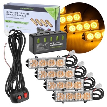 Lampa LED Stroboskopowa Pomarańczowa 12/24V Kogut z Pilotem 7 Trybów