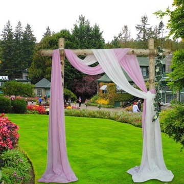 Reusable Chiffon Fabric Drapery Panel Swag Decorations Backdrop Window Pink