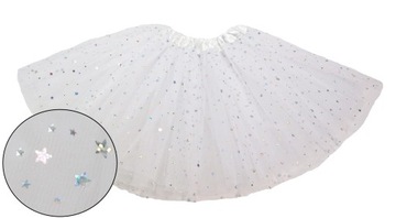ЮБКА ТЮЛЬ со ЗВЕЗДАМИ, подкладка, 30 см, белый - ангел