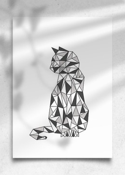 Постер Geometric Cat 70x100 графика для рамки для постера