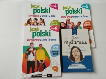 JĘZYK POLSKI klas 4-6 Karty Pracy Nowe Dyktanda x4 ćwiczenia zadania GREG
