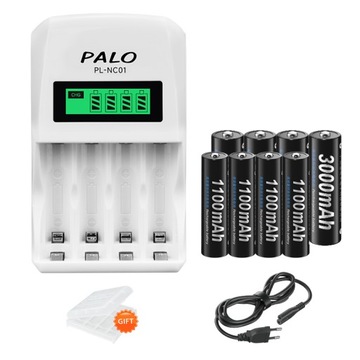 8x = 4x bateria Ni-MH AA 3000 mAh + 4x akumulator AAA R03 R6 1,2 V