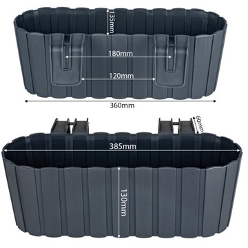 ЦВЕТОЧНЫЙ ГОРШОК БАЛКОННЫЙ ЦВЕТОК ДЛЯ ТЕРРАСЫ БАЛЛЮСТРАДНАЯ САДОВАЯ ЯЩИКА АНТРАЦИТОВЫЙ