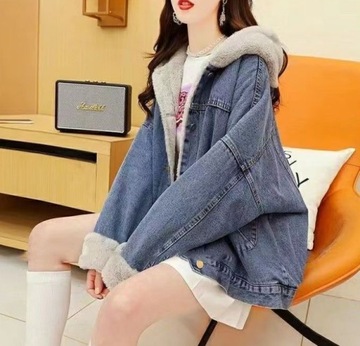 Новая зимняя джинсовая флисовая куртка S-XXL.