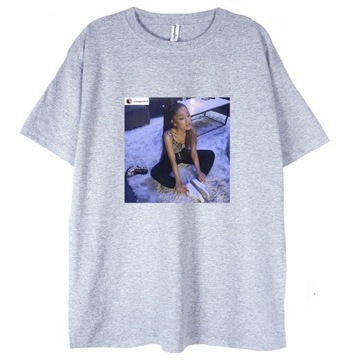T-shirt Ariana Grande instagram szara koszulka L