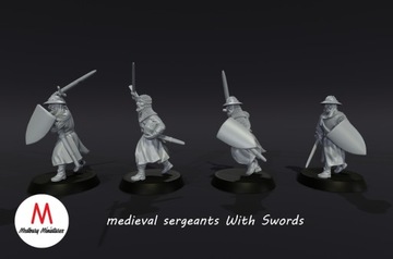 Средневековые сержанты с мечами — набор x4