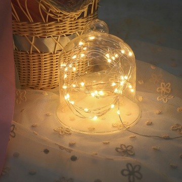 LAMPKI DRUCIKI 20 LED ŚWIATEŁKA NA BATERIE BIAŁE CIEPŁE ŚWIATŁO ŁAŃCUCH