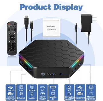 Android TV Box 12.0 2024 Android TV Box 4 ГБ ОЗУ 64 ГБ ПЗУ 6K Android TV Box