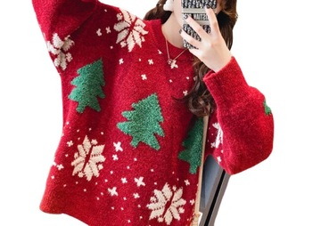 ЖЕНСКИЙ КРАСНЫЙ РОЖДЕСТВЕНСКИЙ ДЖЕМПЕР С РОЖДЕСТВЕНСКОЙ ЕЛКОЙ