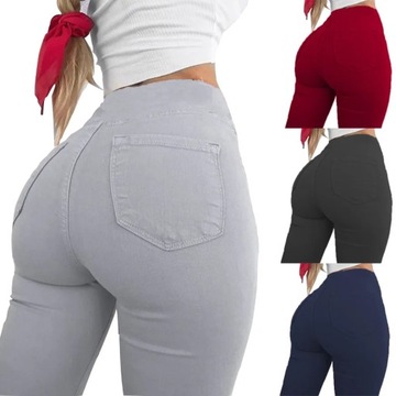 Woman Denim Pencil Pants Stretch Waist Slim Female