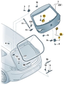 РУЧКА КРЫШКИ БАГАЖНИКА СИДЕНЬЕ ЛЕОН 5F0827565D ASO