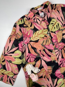 Яркая льняная рубашка Chico's No-iron FreshChic с листьями, размер L/XL
