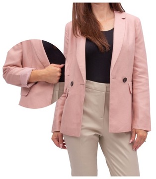 marynarka DAMSKA PUDROWY RÓŻ plus size 6XL 52