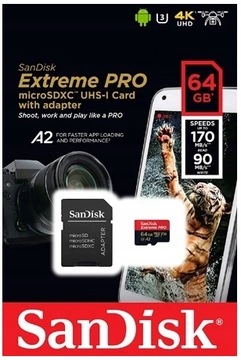 Карта памяти SanDisk Extreme Pro емкостью 64 ГБ.