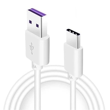 КАБЕЛЬ USB-USB-C БЕЛЫЙ 5А БЫСТРАЯ ЗАРЯДКА 1М