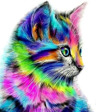 Алмазная мозаика для детей РАЗНОЦВЕТНЫЙ ИНТЕРЕСНЫЙ КОШКА