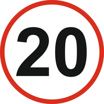 OGRANICZENIE PRĘDKOŚCI Naklejka 20 km/h znak 12 cm