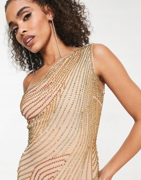 АСИММЕТРИЧНОЕ ПЛАТЬЕ Asos Design NG3 cob с декором бахромой S