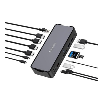 Док-станция Verbatim USB-C Pro CDS-15 2xHDMI DP RJ-45 4xUSB 4xUSB-C SD