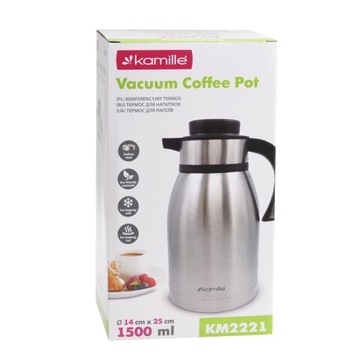 КОНФЕРЕНЦИОННЫЙ ТЕРМОС, ПЛОТНЫЙ стальной кувшин для чая, кофе, КАМИЛЛА, 1,5л