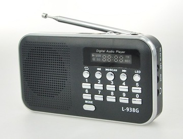 MAŁE RADIO PRZENOŚNE FM z USB SD MP3 + AKUMULATOR