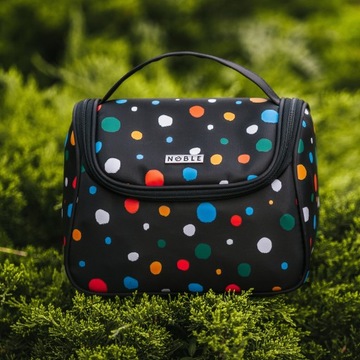 Женская черная дорожная косметичка с точками Noble