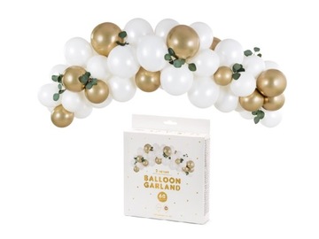 BALONY na URODZINY girlanda białe złote DIY WESELE chrzest pierwsza komunia