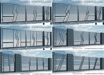 nowoczesna brama ogrodzenie metalowe panel Gobe