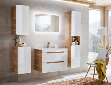 Узкая тумба для ванной ARUBA WHITE 805
