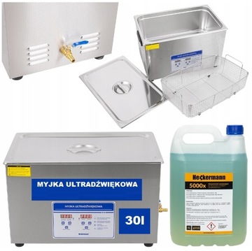 MYJKA WANNA ULTRADŹWIĘKOWA DO MYCIA CZĘŚCI POJEMNOŚĆ KOMORY 30L + PŁYN 5L