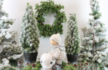 Заснеженная елка из джута с шишками H90 DEcodomi