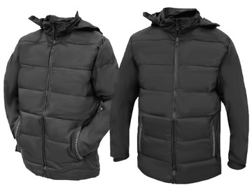 CIEPŁA KURTKA MĘSKA SOFTSHELL FUTERKO ZIMOWA KAPTUR CZARNA XXXXXXXL 7XL