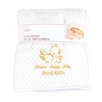 Одеяло 80х90 Сувенир на Крещение ПОДАРОК ​​Ангел с датой