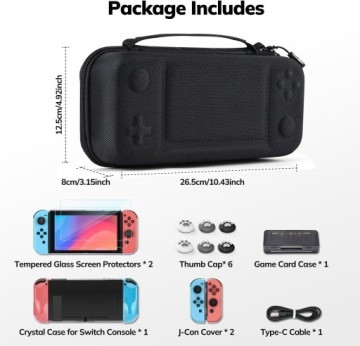 ETUI CASE для Nintendo Switch+ стекло и аксессуары 14 предметов GREY YKY-005