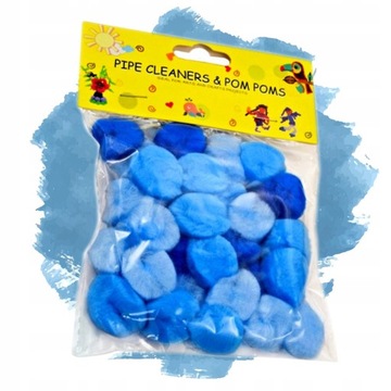 KOLOROWE POMPONY NIEBIESKIE OZDOBNE ARTYKUŁY