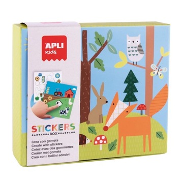 ZESTAW 8 arkuszy z NAKLEJKAMI APLI KIDS Las 3+