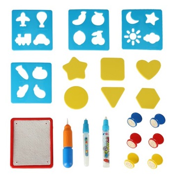 ВОДНЫЙ КОВРИН ДЛЯ РИСОВАНИЯ РИСУНКОВ С ВОДНЫМИ ШТАМПАМИ НАБОР ШТАМПОВ 100Х80СМ