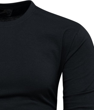 Koszulka Męska z Długim Rękawem Bawełniany Longsleeve Gładki Czarny XL