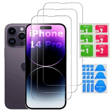 3x SZKŁO HARTOWANE 9H szybka 3 sztuki na cały ekran do APPLE iPHONE 14 Pro