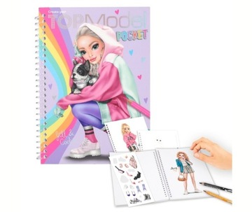 Szkicownik TOP MODEL Kieszonkowa Kolorowanka z naklejkami