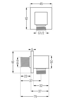 MEXEN CUBE PRZYŁĄCZE KĄTOWE KWADRAT MOSIĄDZ GRAFIT