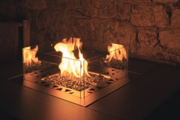 Газовый камин с квадратным столом и столешницей + крышка