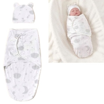 Otulacz dla niemowląt kokon becik śpiworek + CZAPKA ubranko do szpitala