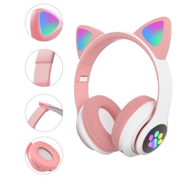 НАУШНИКИ ДЛЯ ДЕТЕЙ BLUETOOTH LED RGB CAT EARS