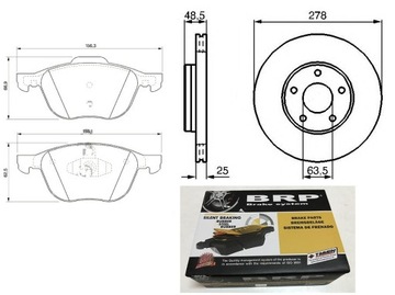 Тормозные диски + колодки ПЕРЕДНИЕ C-MAX Focus MK2 MK3 Volvo C30 S40 V50 278мм