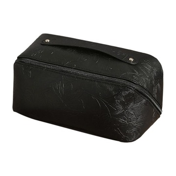 Косметичка с ручкой и отделением Портативная дорожная косметичка Черный